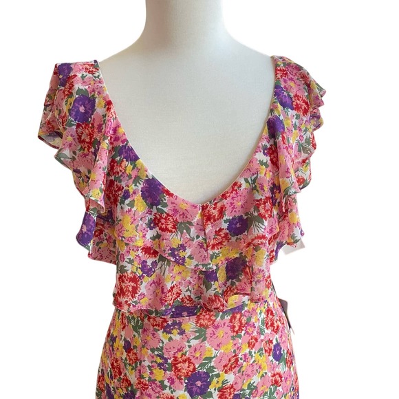 NWT WAYF Chelsea Tiered Ruffle Maxi Dress Rainbow Carnations Size Small Tiered - Picture 7 of 16
